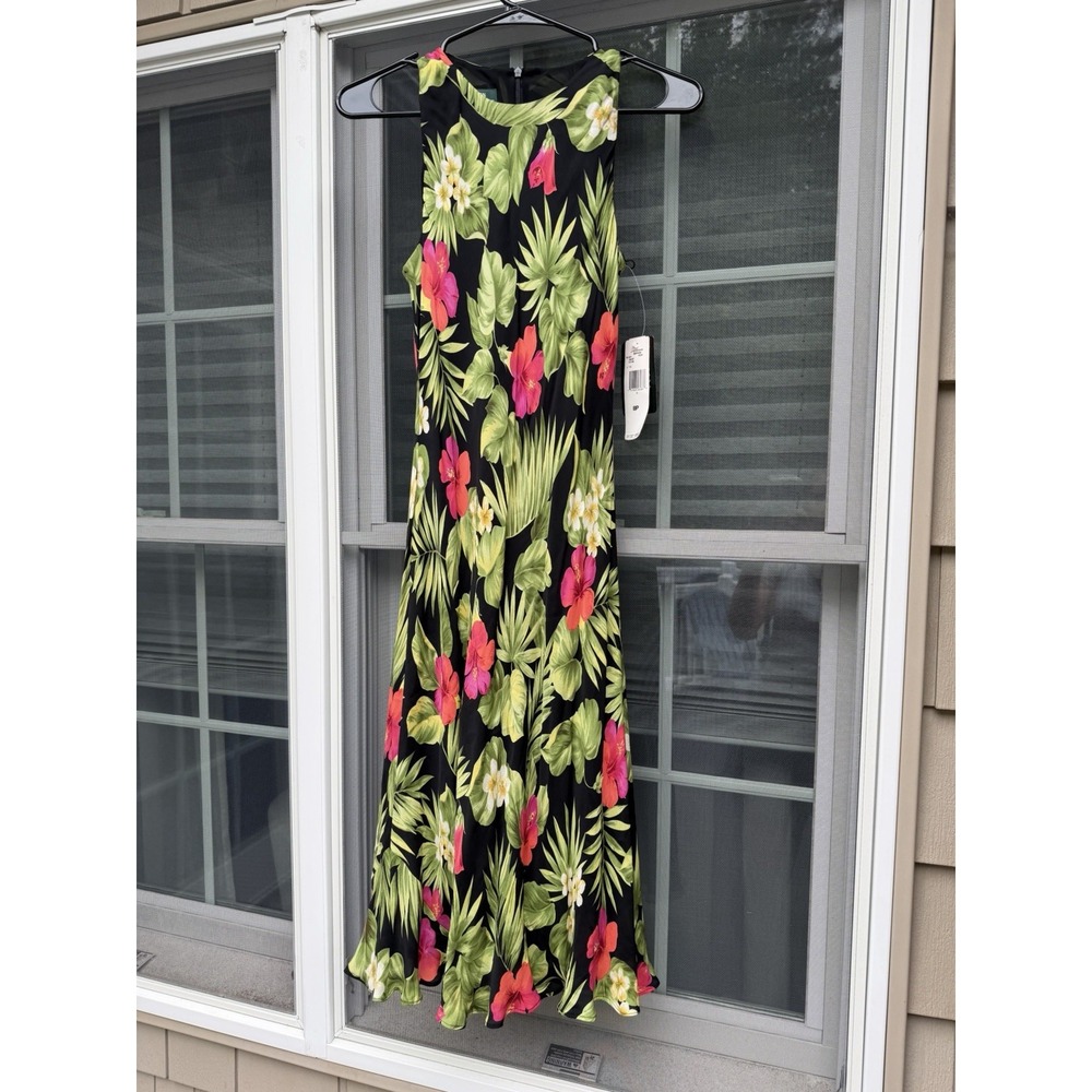 Vintage Ralph Lauren petites tropical silk dress Size 8 Petite New w/ tags